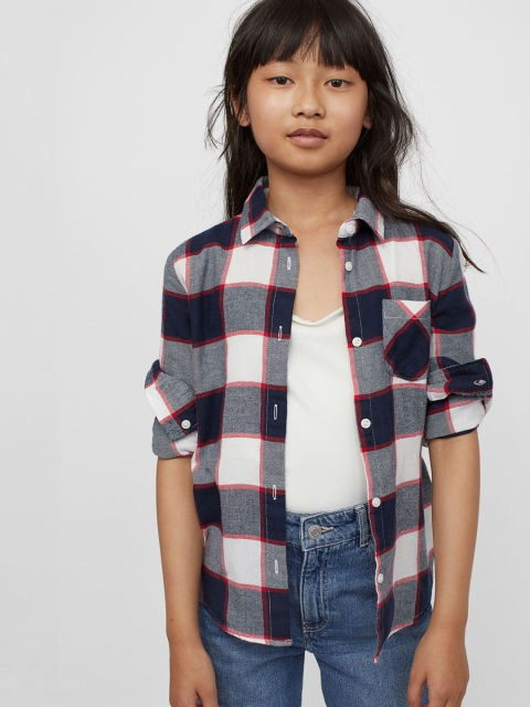 

H&M Girls Blue & White Checked shirt