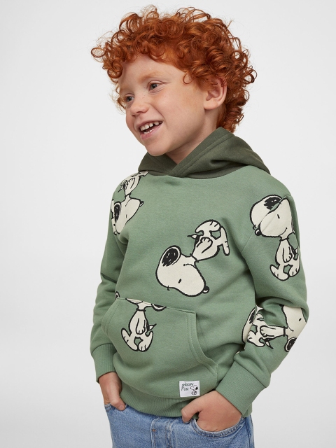 

H&M Boys Green Printed Hoodie