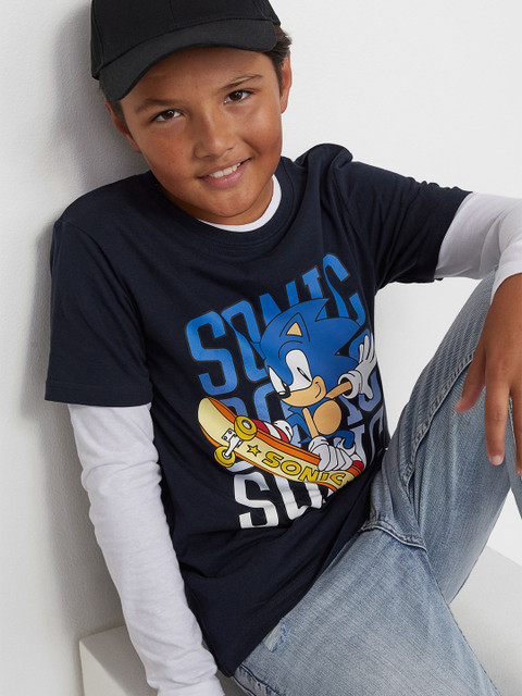 

HM Boys Blue Printed Pure Cotton T-shirt