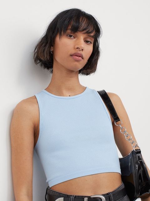 

H&M Blue Women Ribbed vest top