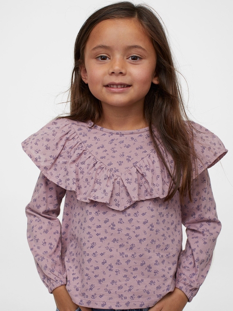 

H&M Girls Purple Flounce-Trimmed Top