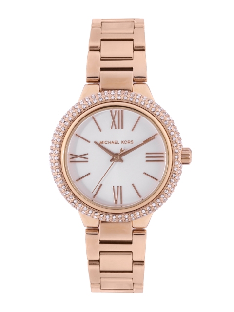 

Michael Kors Women White Dial & Rose Gold Toned Straps Analogue Watch MK4460