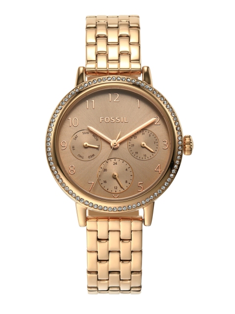 

Fossil Women Rose Gold-Toned Reid Rose Analogue Chronograph Watch BQ3688