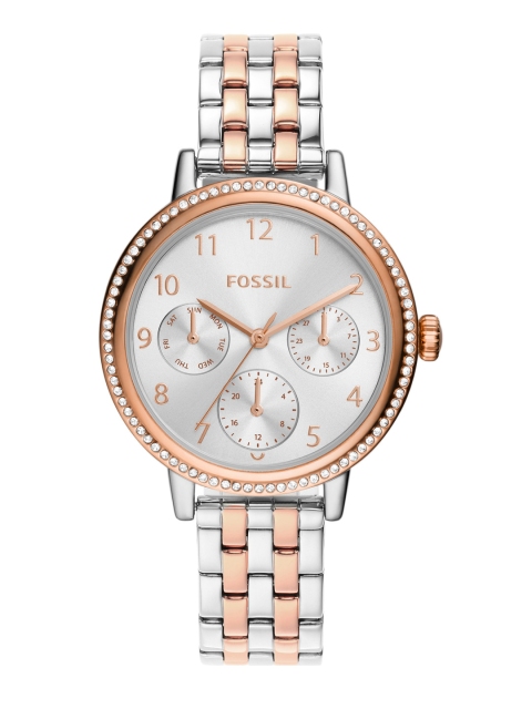 

Fossil Women Silver-Toned Reid Analogue Chronograph Watch BQ3686
