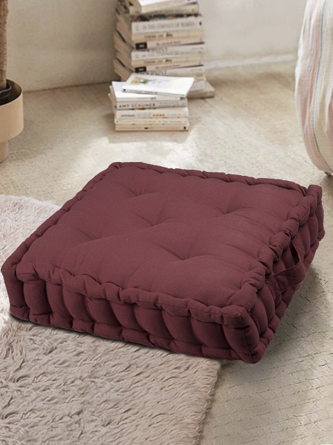 

BLANC9 Maroon Solid Pure Cotton Cushion