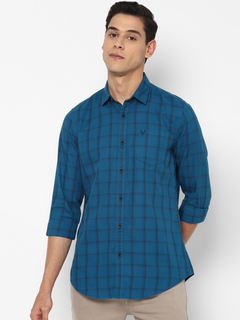 

Allen Solly Sport Men Blue Opaque Checked Cotton Casual Shirt
