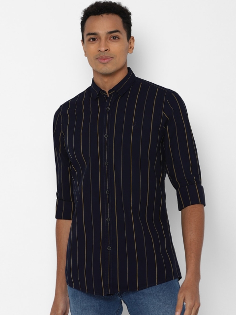 

Allen Solly Sport Men Navy Blue Opaque Striped Cotton Casual Shirt