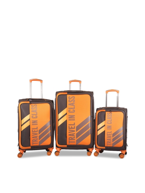 

Polo Class Unisex Yellow Set Of 3 Soft Trolley Suitcase, Brown