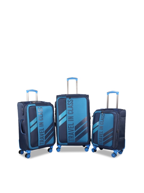 

Polo Class Unisex Blue Set Of 3 Soft Trolley Suitcase, Navy blue