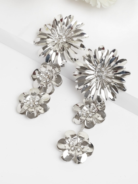 

AVANT-GARDE PARIS Silver-Toned Contemporary Drop Earrings