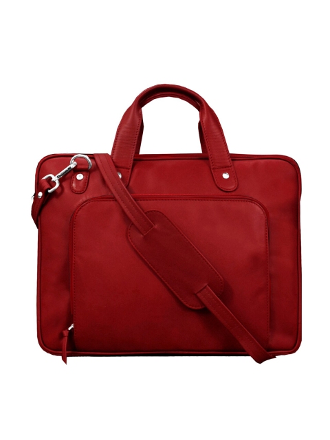 

ABYS Unisex Red Textured Leather Laptop Bag