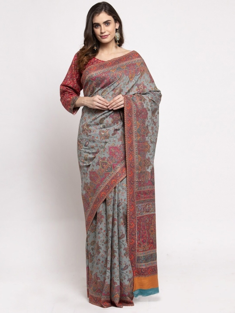 

Safaa Green & Pink Floral Silk Cotton Muga Saree