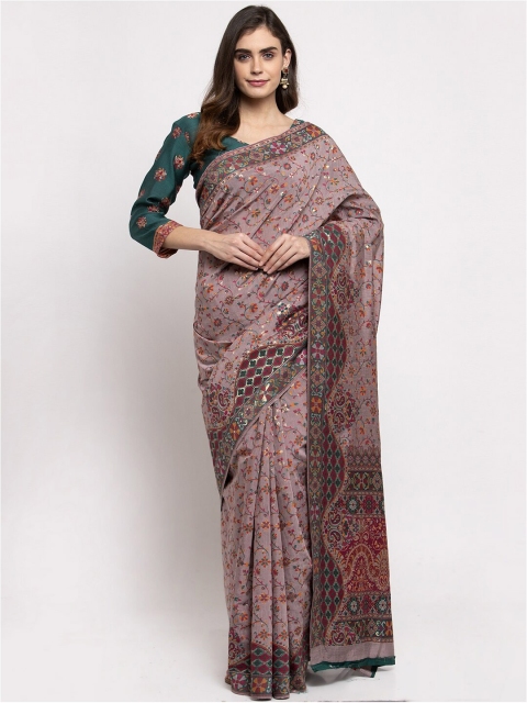 

Safaa Mauve & Maroon Floral Silk Cotton Muga Saree