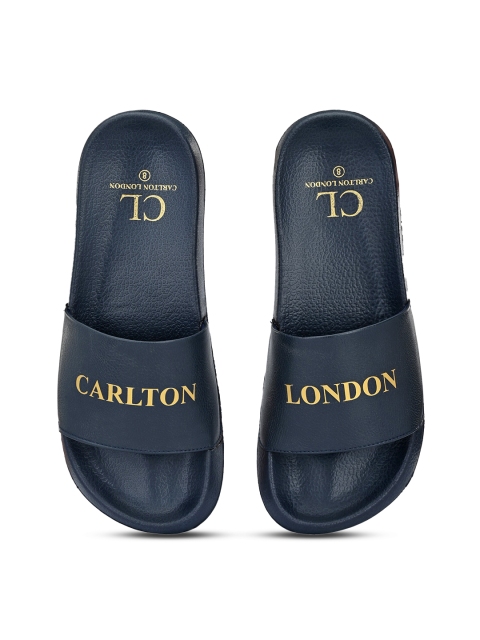 

Carlton London Men Navy Blue & Gold Printed Sliders