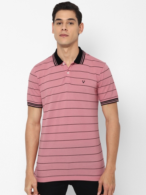 

Allen Solly Men Pink Striped Polo Collar Pockets T-shirt