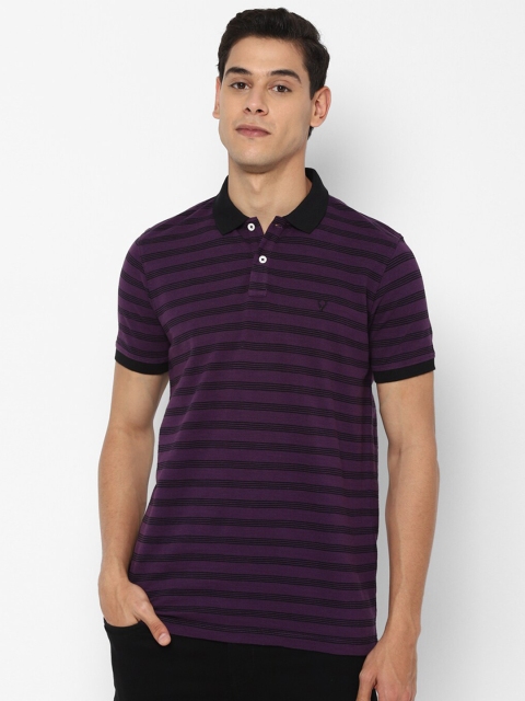 

Allen Solly Men Purple Striped Polo Collar Pockets T-shirt