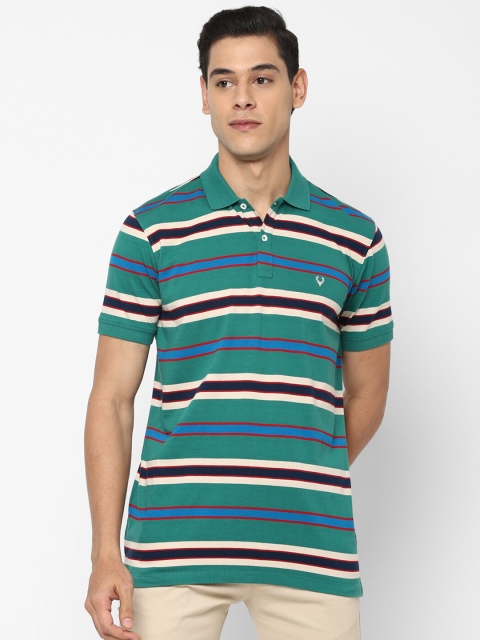 

Allen Solly Men Green Striped Polo Collar Pockets T-shirt