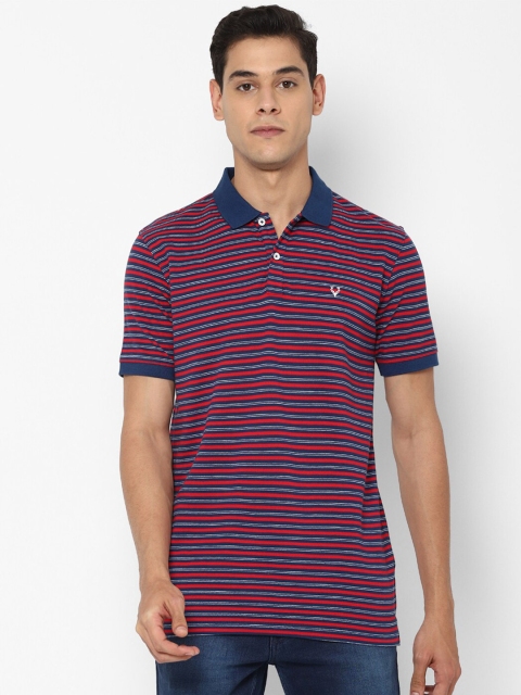 

Allen Solly Men Maroon Striped Polo Collar T-shirt