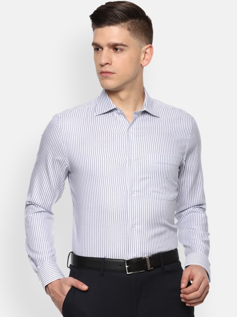 

Louis Philippe Men Blue Opaque Striped Casual Shirt