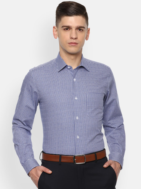 

Louis Philippe Men Blue Slim Fit Micro Checks Opaque Checked Casual Shirt