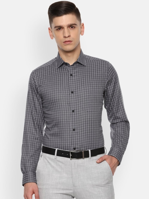 

Louis Philippe Men Grey Slim Fit Opaque Checked Casual Shirt