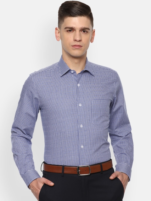 

Louis Philippe Men Blue Slim Fit Micro Checks Opaque Checked Casual Shirt