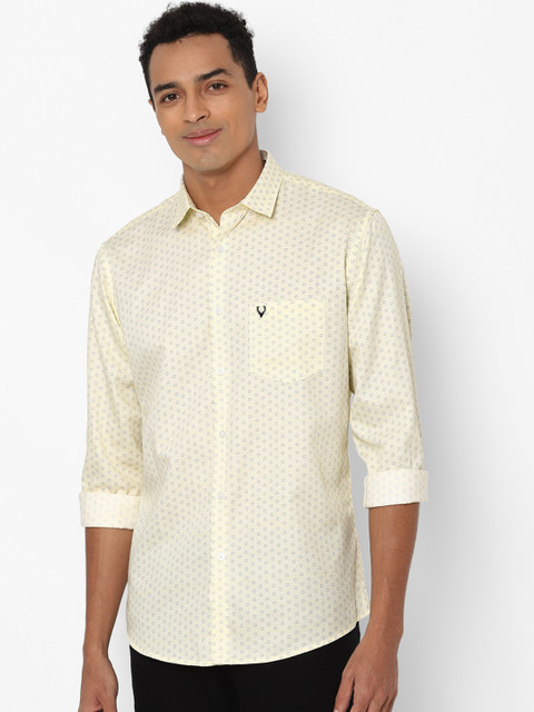 

Allen Solly Men Yellow Slim Fit Opaque Printed Casual Shirt