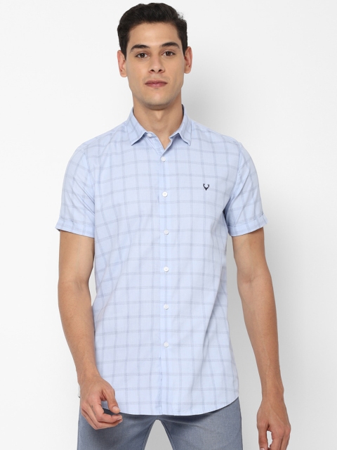 

Allen Solly Men Blue Slim Fit Windowpane Checks Opaque Checked Casual Shirt