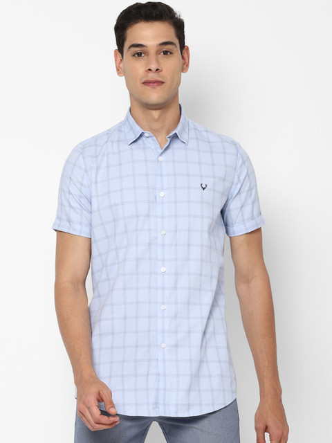 

Allen Solly Men Blue Slim Fit Windowpane Checks Opaque Checked Casual Shirt