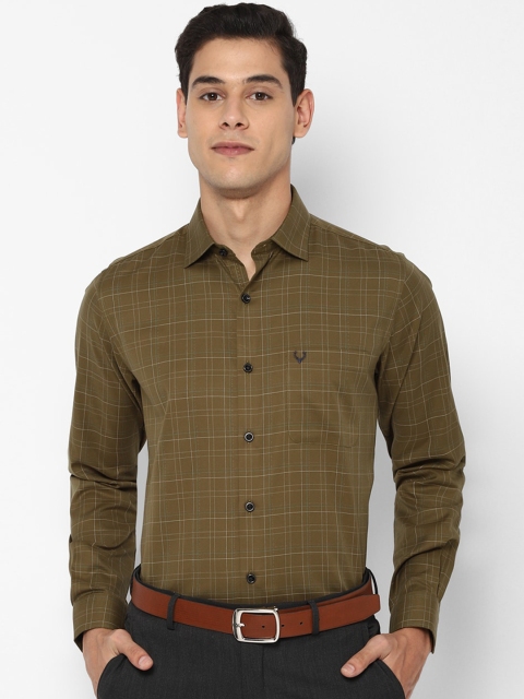 

Allen Solly Men Olive Green Slim Fit Grid Tattersall Checks Opaque Checked Casual Shirt