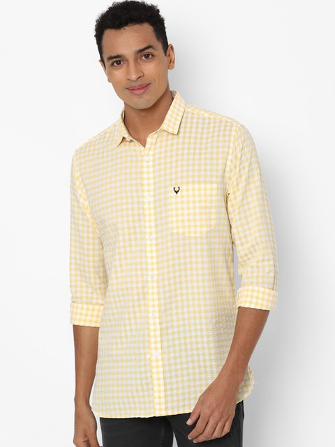 

Allen Solly Men Yellow Slim Fit Gingham Checks Opaque Checked Casual Shirt