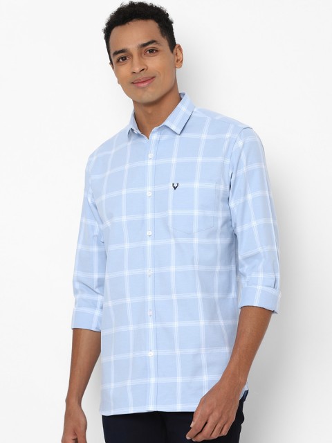 

Allen Solly Men Blue Slim Fit Windowpane Checks Opaque Checked Casual Shirt