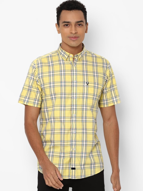 

Allen Solly Men Yellow Slim Fit Opaque Checked Casual Shirt