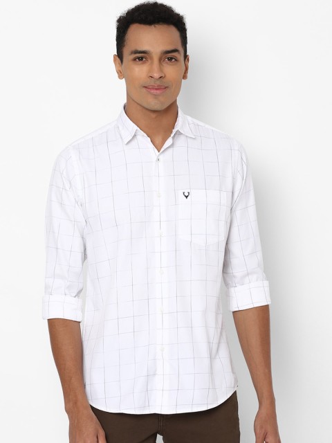 

Allen Solly Men White Slim Fit Windowpane Checks Opaque Checked Casual Shirt