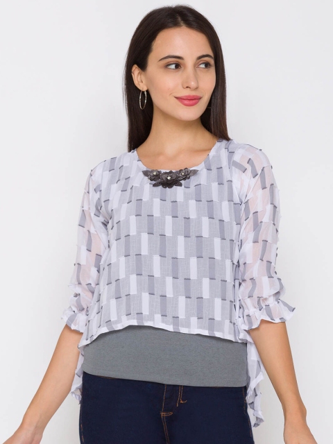 

ZOLA Purple Geometric Chiffon Regular Top