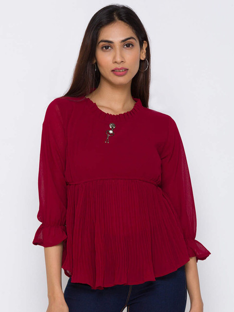 

ZOLA Maroon Chiffon Empire Top