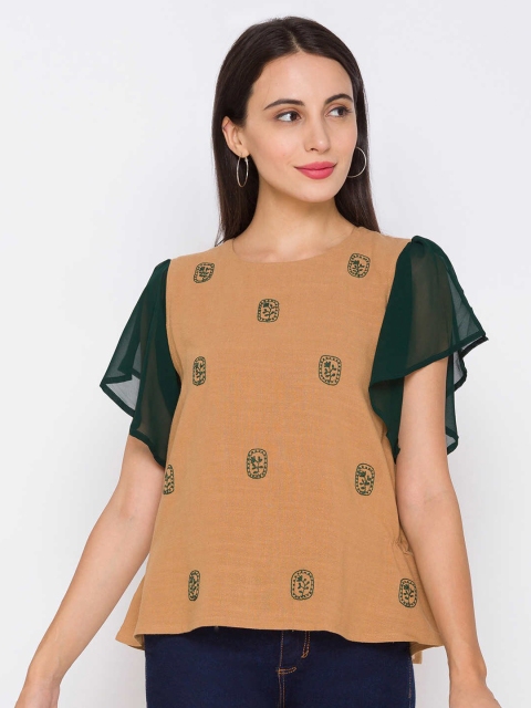 

ZOLA Brown Chiffon Regular Top
