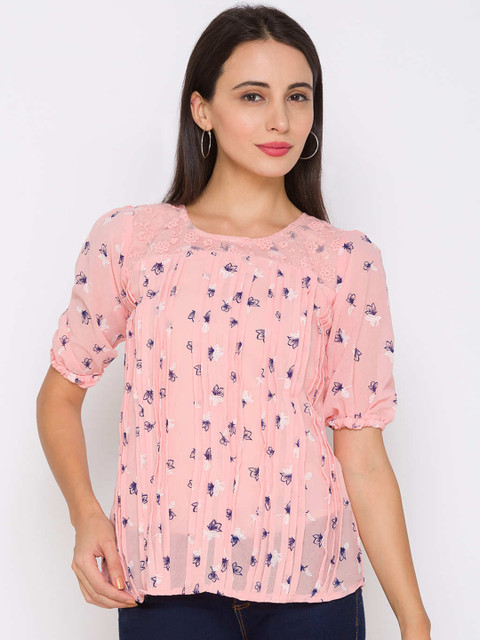 

ZOLA Peach-Coloured Chiffon Regular Top