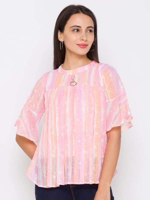 

ZOLA Peach-Coloured Chiffon Boxy Top