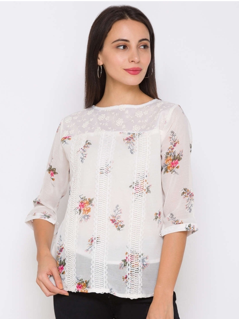 

ZOLA Cream-Coloured Floral Regular Top