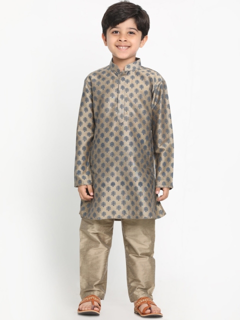 

VASTRAMAY Boys Grey Ethnic Motifs Printed Regular Kurta with Pyjamas