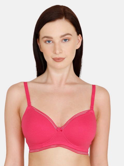 

Zivame Pink Solid Pure Cotton T-Shirt Bra - Underwired Lightly Padded