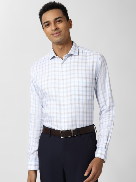 

Peter England Men White Slim Fit Opaque Checked Casual Shirt