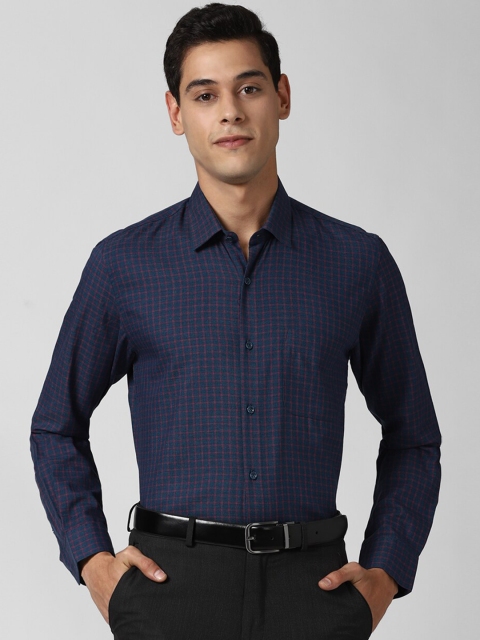 

Peter England Men Navy Blue Slim Fit Opaque Checked Casual Shirt