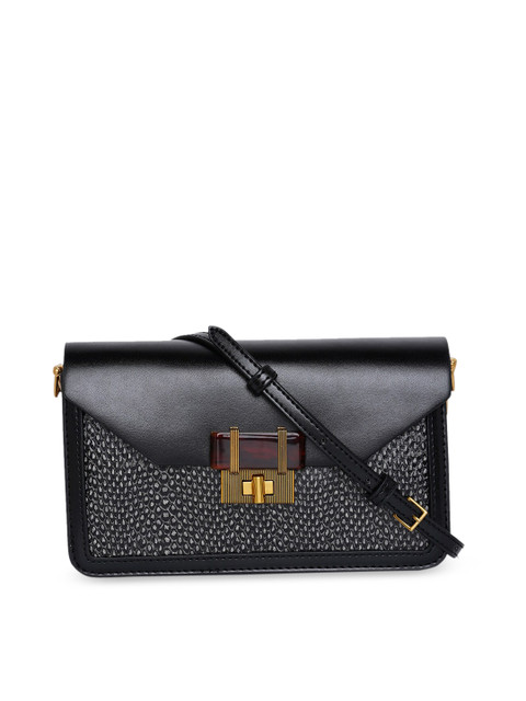 

CHARLES & KEITH Black PU Structured Sling Bag with Cut Work