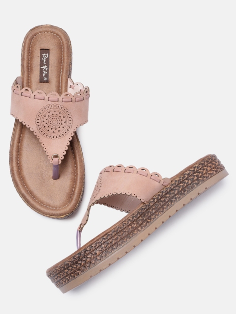 

Raw Hide Nude-Coloured Flatform Sandals with Laser Cuts