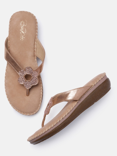 

Raw Hide Rose Gold Embellished Comfort Sandals