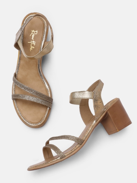 

Raw Hide Gold-Toned Block Sandals