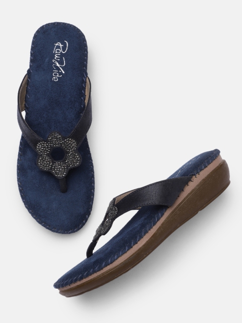 

Raw Hide Women Navy Blue Embellished Open Toe Flats