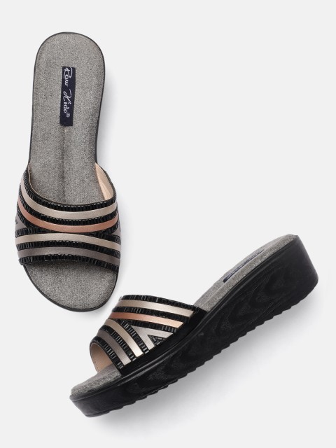 

Raw Hide Black Flatform Sandals
